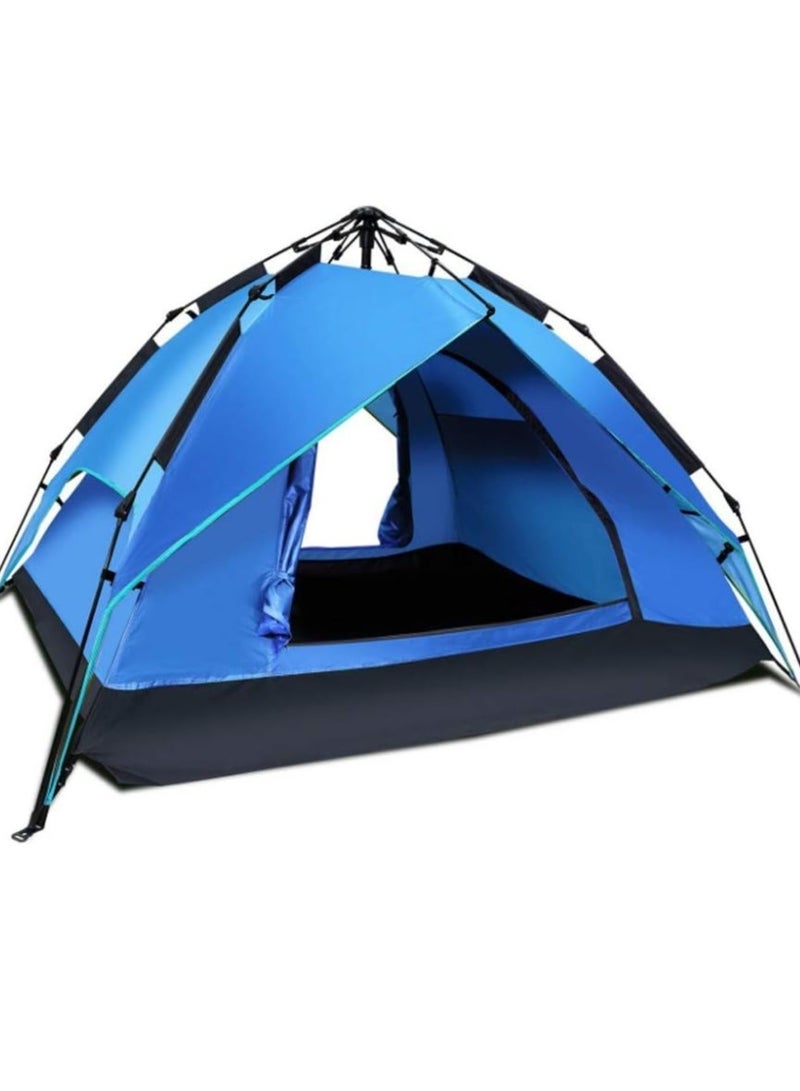 Generic Automatic Pop-Up Camping Tent, 3-4 Person Waterproof Folding Tent in Assorted Colors, Quick Setup with Door, Sun and Rain Protection, Lightweight and Portable for Hiking, Beach, Backpacking and Travel  - Image 1