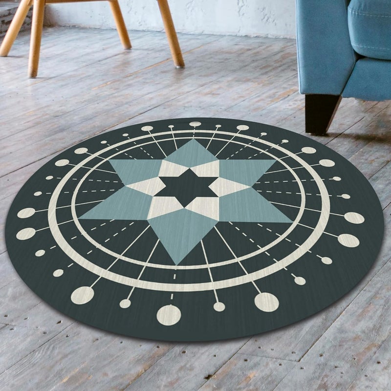 UMAI Polyester Rubber Bathroom Mat (38cm) Round Bath Mat | Anti Skid Mat for Bathroom Floor | Bathroom Accessories | Bathroom Mats Water Soak | Non Slip Mat for Bathroom | Floor Mat (Multicolour) - Image 1