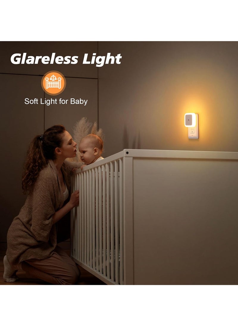 2 Pcs Night Light, Night Lights Plug into Wall, Auto On/Off Motion Activation Nightlight, For Bathroom, Hallway, Bedroom, Kids Room, Stairway