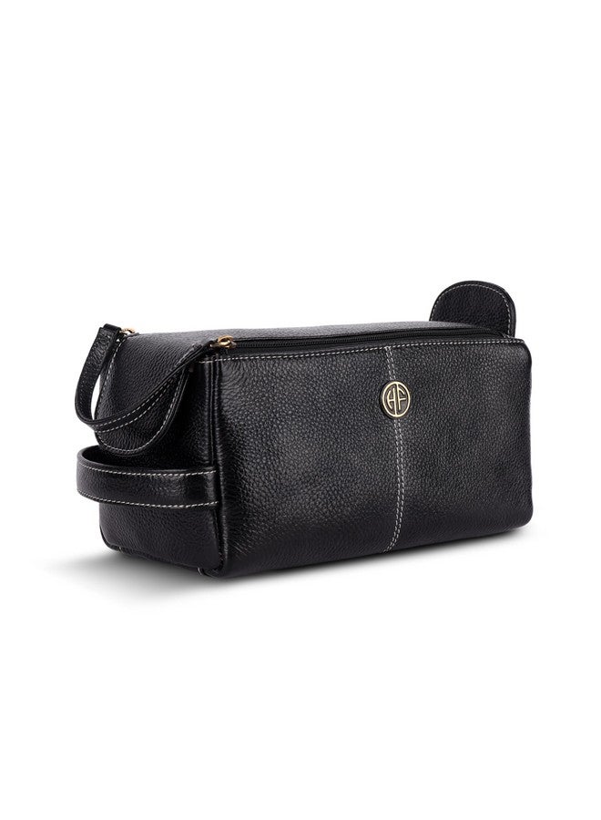 HAMMONDS FLYCATCHER حقيبة أدوات التجميل من هاموندز فلاي كاتشر جلد طبيعي للرجال والنساء - حقيبة تنظيم السفر، حقيبة أدوات الحلاقة للرجال، حقيبة تنظيم مستحضرات التجميل، حقيبة أدوات التجميل للرجال مع جيوب متعددة - سوداء - Image 1