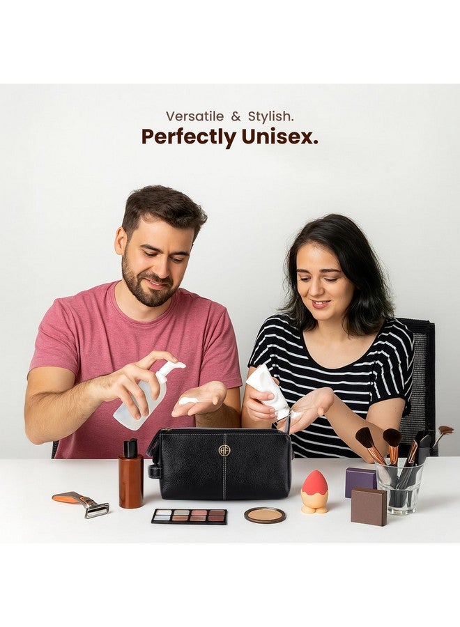 HAMMONDS FLYCATCHER حقيبة أدوات التجميل من هاموندز فلاي كاتشر جلد طبيعي للرجال والنساء - حقيبة تنظيم السفر، حقيبة أدوات الحلاقة للرجال، حقيبة تنظيم مستحضرات التجميل، حقيبة أدوات التجميل للرجال مع جيوب متعددة - سوداء - Image 4