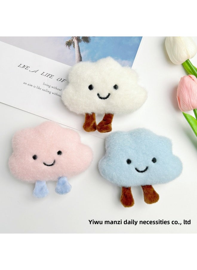 null - White Clouds Squeaking Plush Pendant Smile Powder Clouds Bag Hanging Ornaments DIY Brooch Bath Towel Shoes And Hat Accessories-Specifications:Pink Smiling Clouds-Colors:Squeaky Bead Chain - Image 1