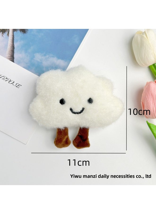null - White Clouds Squeaking Plush Pendant Smile Powder Clouds Bag Hanging Ornaments DIY Brooch Bath Towel Shoes And Hat Accessories-Specifications:Pink Smiling Clouds-Colors:Squeaky Bead Chain - Image 1