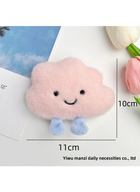 White Clouds Squeaking Plush Pendant Smile Powder Clouds Bag Hanging Ornaments DIY Brooch Bath Towel Shoes And Hat Accessories-Specifications:Pink Smiling Clouds-Colors:Squeaky Bead Chain