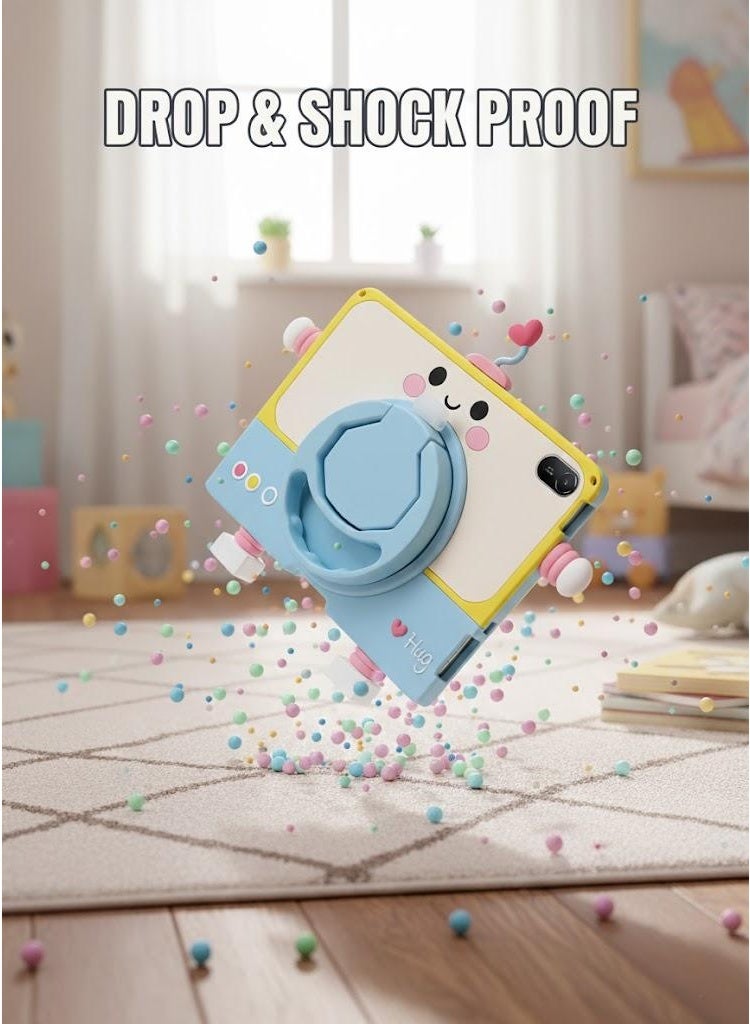 جراب كارتون للأطفال HUAWEI MatePad SE 11 إنش 2024، بمقبض محمول وستاند، سيليكون ناعم للأطفال، ستاند قابل للتعديل، غطاء ضد الصدمات لـ HUAWEI MatePad SE 11'' 2024 - Image 4