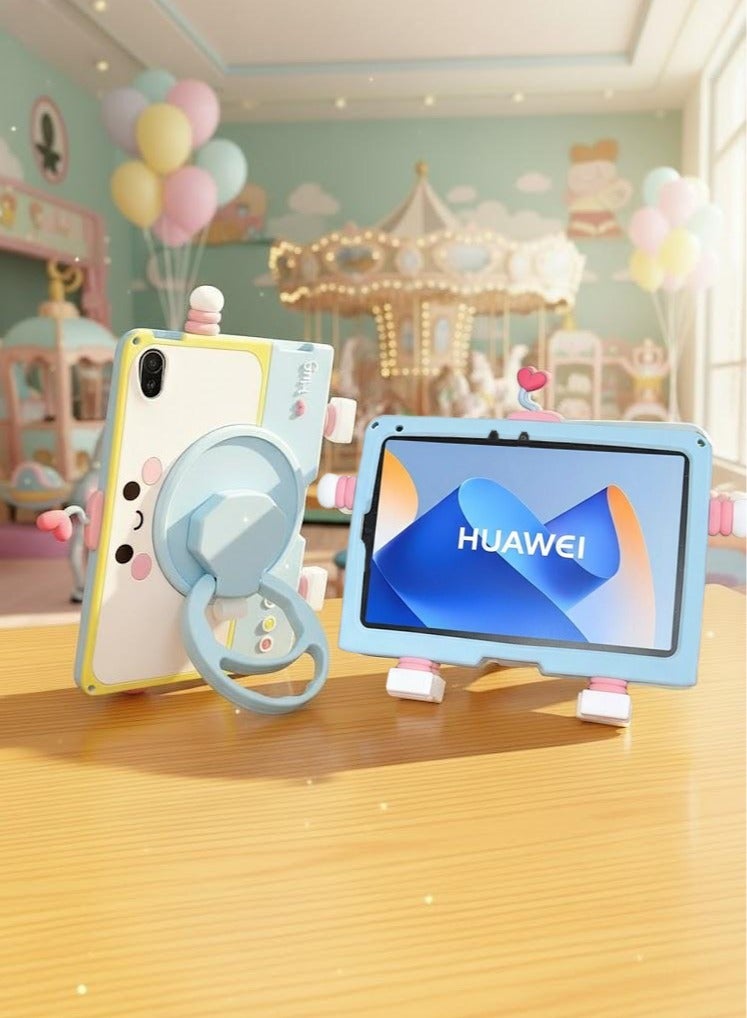 جراب كارتون للأطفال HUAWEI MatePad SE 11 إنش 2024، بمقبض محمول وستاند، سيليكون ناعم للأطفال، ستاند قابل للتعديل، غطاء ضد الصدمات لـ HUAWEI MatePad SE 11'' 2024 - Image 5