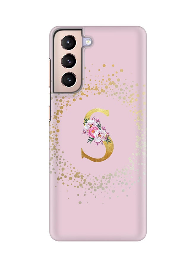 Stylizedd Monogram Slim Cover for Samsung Galaxy S21 Plus 5G Case Custom Initials Letter Floral Pattern Snap Series Mobile Cover Matte Alphabet  - S (Pink) - Image 1