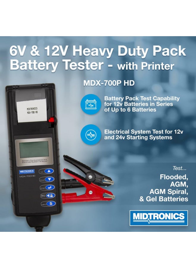 Midtronics Midtronics - 6V & 12V Heavy-Duty Battery & Electrical System Analyzer w/Printer-MDX 700P HD - Heavy-Pack Testing for 12V to 24V Fleet Applications  - Image 1
