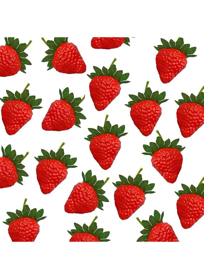 erorex 20 Pieces Artificial Strawberries Fake Strawberries Lifelike Red Realistic Plastic Strawberries Artificial Fruit For Home Kitchen Party Wedding Decoration Arrangements Photography Prop Ornament  - Image 1