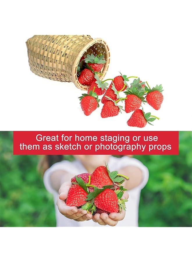 erorex 20 Pieces Artificial Strawberries Fake Strawberries Lifelike Red Realistic Plastic Strawberries Artificial Fruit For Home Kitchen Party Wedding Decoration Arrangements Photography Prop Ornament  - Image 5