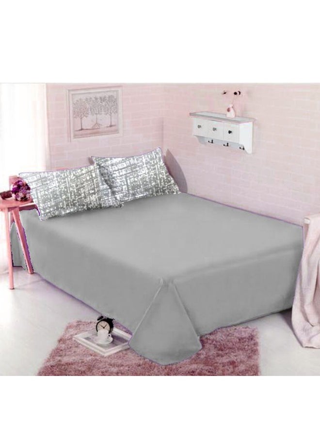 طيبة طقم ملايه عاديه دبل طيبة، 3 قطع، تصميم جراي ميز، 220*230 سم  - Image 3