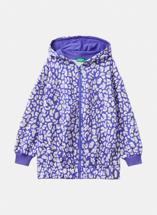 بينيتون سويتر بنات كبير الحجم بطبعة حيوانات - Image 1