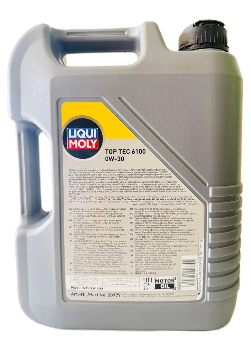 ليكوي مولي زيت محرك تخليقي كامل متطور 0W30 من توب-تيك 6100، سعة 5 لترات - Image 3