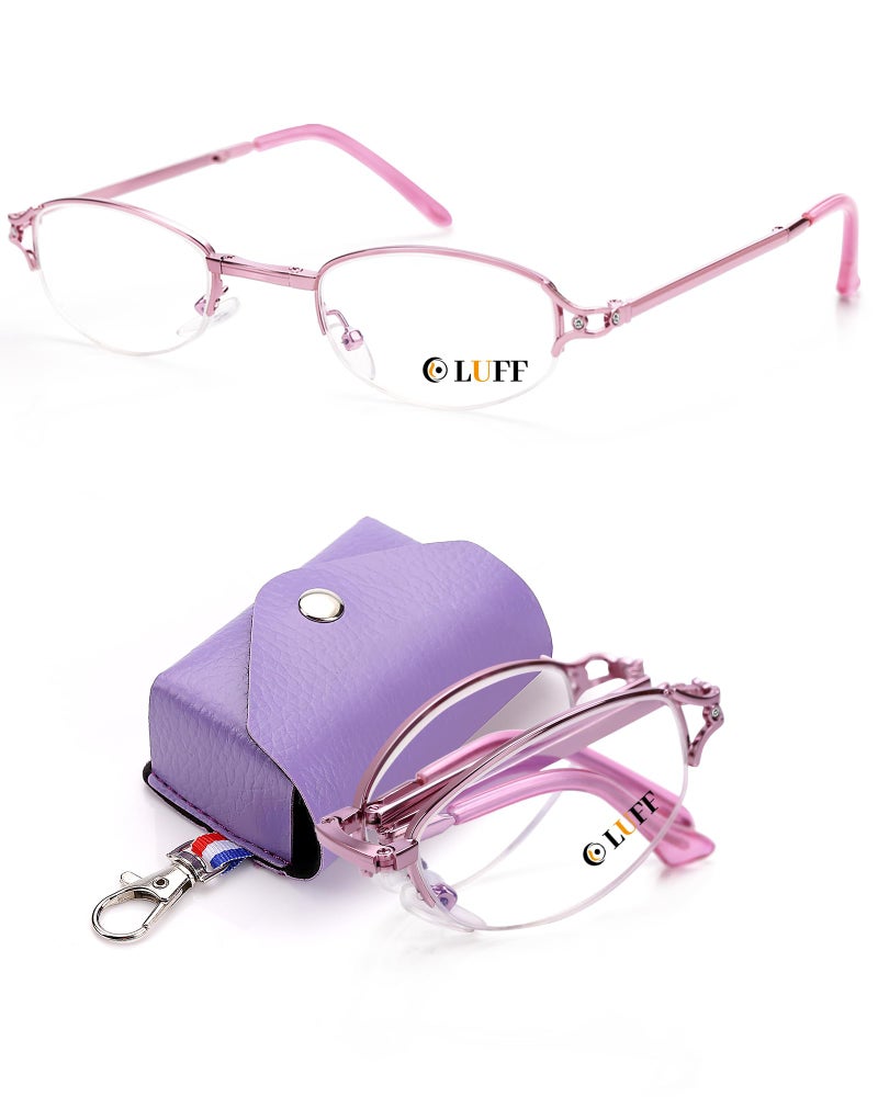 LUFF Pocket Folding Reading Glasses - Full Frame Stability | Portable 50mm Fold w/Case | Anti-Eye Strain Blue Light Blocking - Image 1