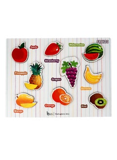 CABLE GALLERY CABLE GALLERY Wooden Bord Wooden Education Learning Toy Fruits, Vegetables, Wild Animals, Body Part ABCD, 1 to 20 Numbers Board Activity Blocks for Kids 3 Years (Farm Animal LE Bord) (Fruit)  - Image 1