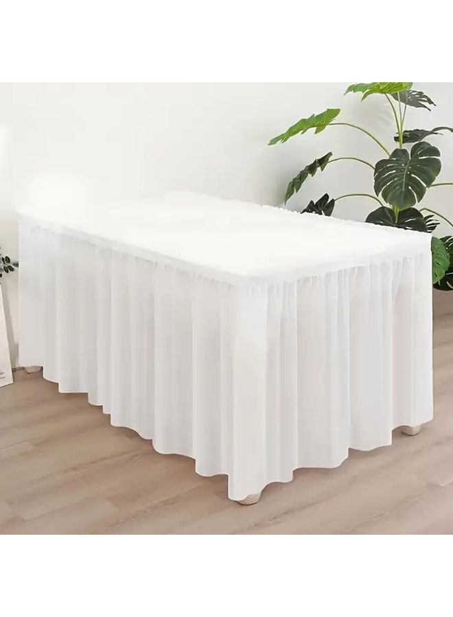 مفرش طاولة أبيض قابل للتصرف، خليط قطني، مستطيل الشكل، لحفلات أعياد الميلاد والعطلات وطاولات الحلويات - Image 4