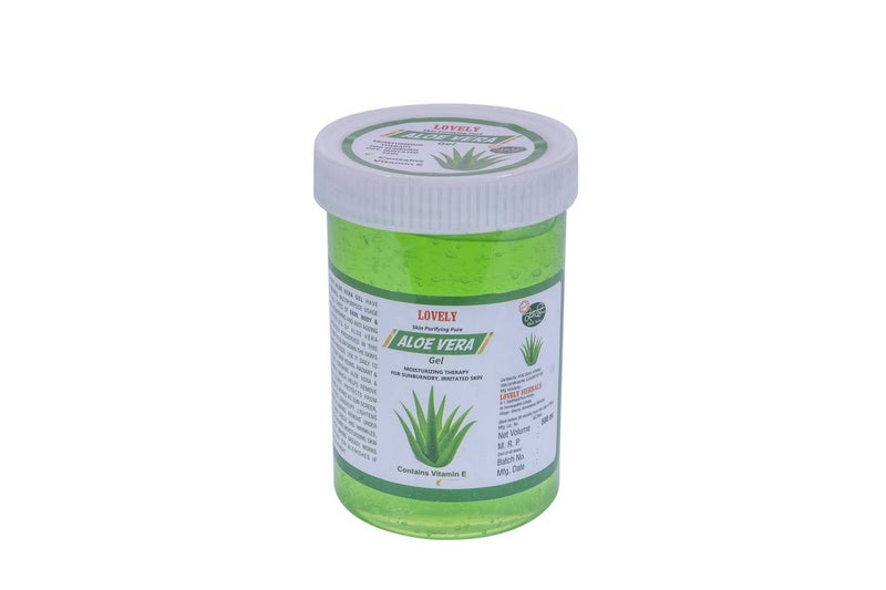 LOVELY Skin Purifying Pure Aloe Vera Gel Moisturizing Therapy for Dry Skin Body and Hair Contains Vitamin E 500 ML - Image 1