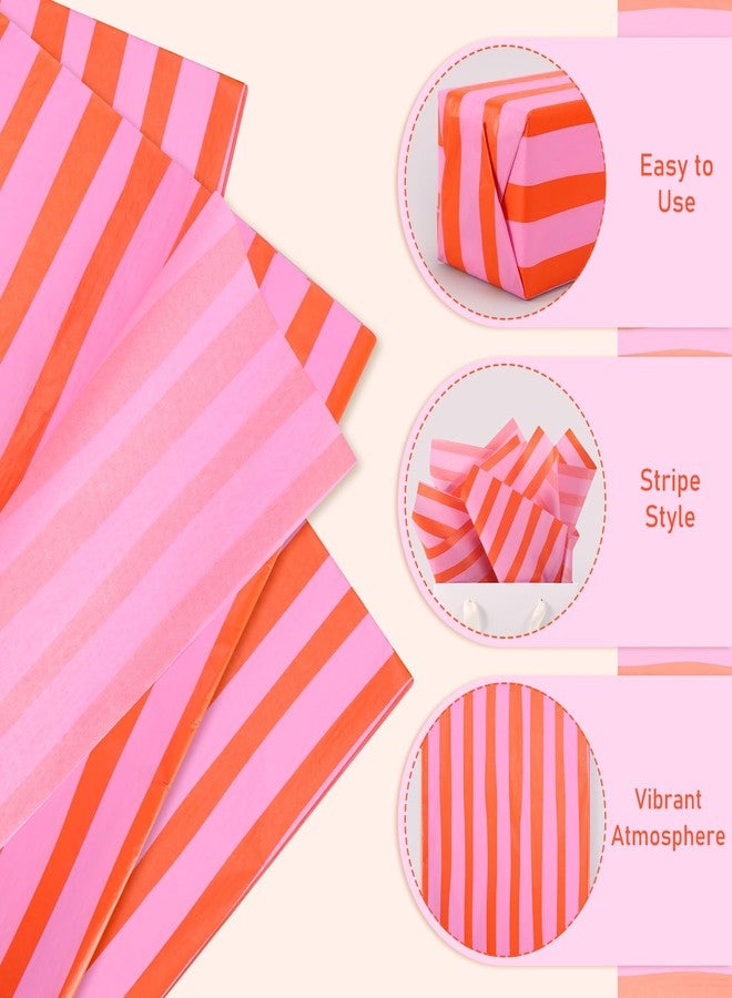 FYSUIMU 100 Sheets Pink Red Stripe Tissue Paper Gift Wrapping Tissue for Birthday Baby Shower Wedding Party DIY Crafts Supplies, 14 x 20 Inch - Image 3
