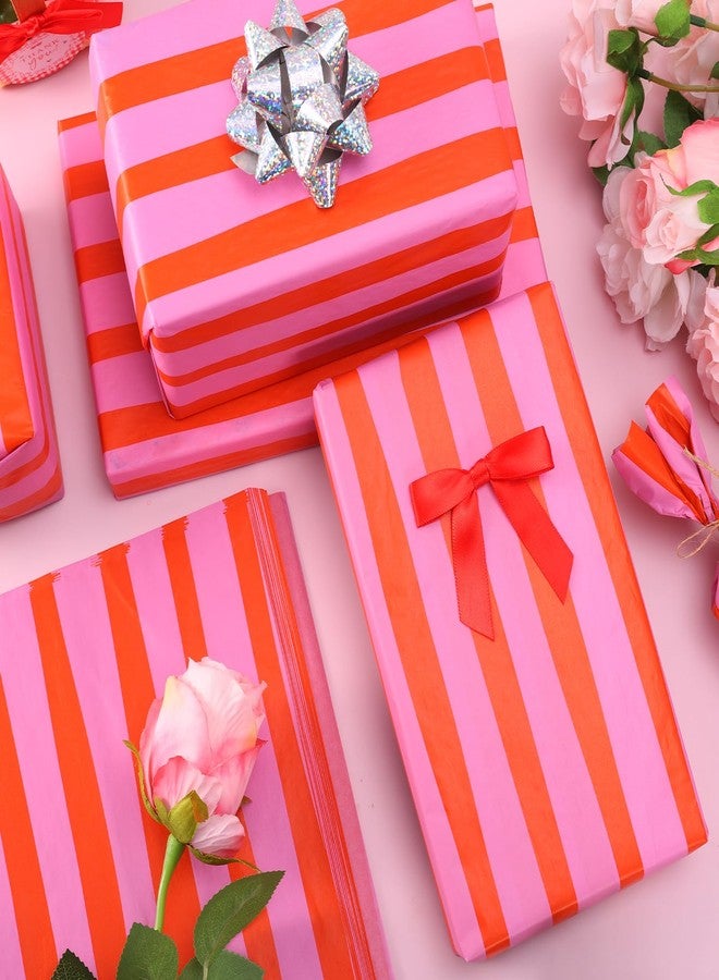 FYSUIMU 100 Sheets Pink Red Stripe Tissue Paper Gift Wrapping Tissue for Birthday Baby Shower Wedding Party DIY Crafts Supplies, 14 x 20 Inch - Image 4