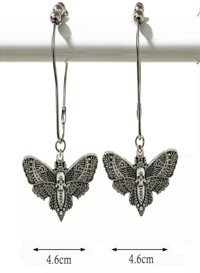 Xinhw Gothic Shower Curtain Hooks, Halloween Shower Curtain Death Moth Hooks Ring Decorative Vintage Skull Face Butterfly Gothic Bathroom Decor - Image 3