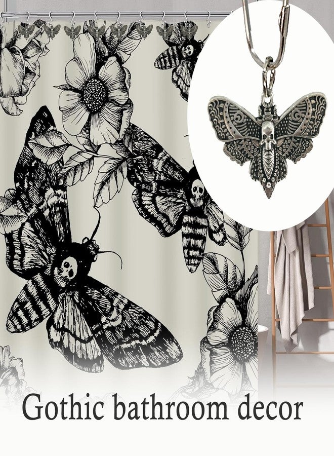 Xinhw Gothic Shower Curtain Hooks, Halloween Shower Curtain Death Moth Hooks Ring Decorative Vintage Skull Face Butterfly Gothic Bathroom Decor - Image 5