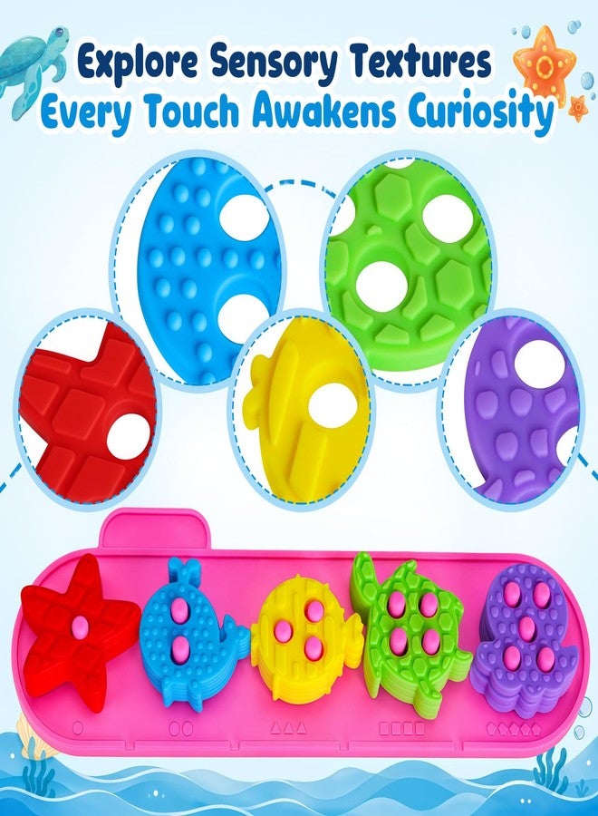 TSYAN Montessori Sensory Toys for Toddlers, Silicone Sorting & Stacking Toys Game with Tactile Textures, Baby STEM Counting & Sorting Learning Toys Preschool Educational Gifts for Boys Girls - Image 2