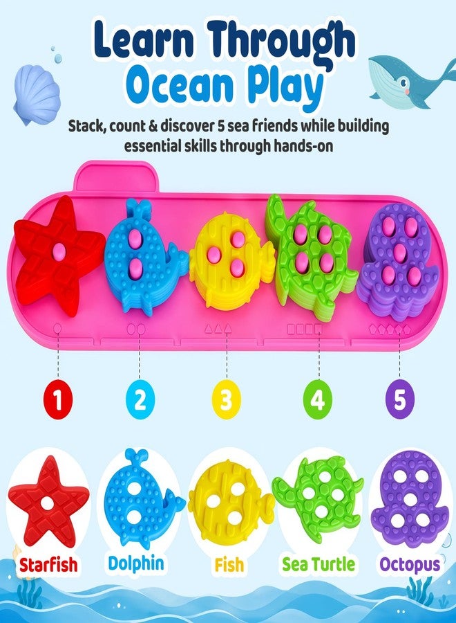TSYAN Montessori Sensory Toys for Toddlers, Silicone Sorting & Stacking Toys Game with Tactile Textures, Baby STEM Counting & Sorting Learning Toys Preschool Educational Gifts for Boys Girls - Image 3