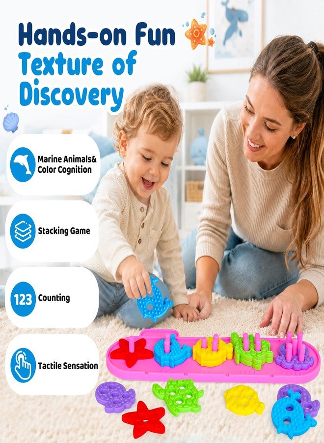 TSYAN Montessori Sensory Toys for Toddlers, Silicone Sorting & Stacking Toys Game with Tactile Textures, Baby STEM Counting & Sorting Learning Toys Preschool Educational Gifts for Boys Girls - Image 4