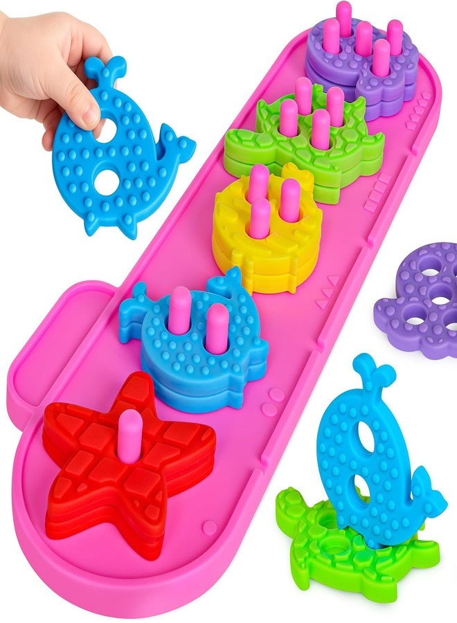TSYAN Montessori Sensory Toys for Toddlers, Silicone Sorting & Stacking Toys Game with Tactile Textures, Baby STEM Counting & Sorting Learning Toys Preschool Educational Gifts for Boys Girls - Image 1