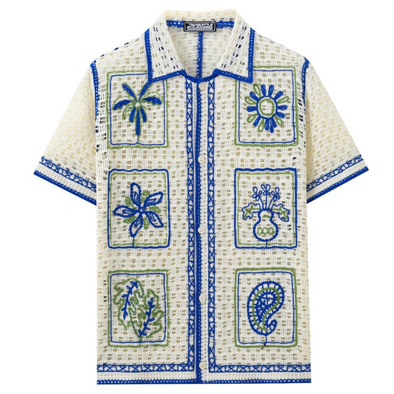 Men's Casual Short Sleeve Lace Polo Shirt SJ0153 - Image 2