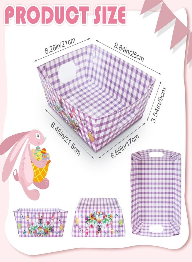 Cholemy 72 Pcs Easter Gift Baskets Empty to Fill Kit DIY Basket for Gifts Empty Bulk Include 24 Plaid Market Tray Favor with Handles 24 Clear Basket Bags 24 Bows - Image 2