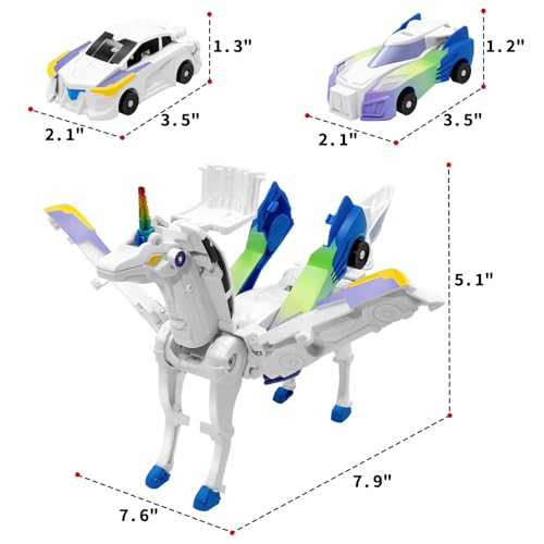 Intoypad Unicorn Collision Transforming Cars Toy for Girls Boys 2 Magnetic Cars Transform into Magical Unicorn Collision Transforming Robot Cars Toy Deformation Christmas Birthday Gifts for Kids Blue - Image 5