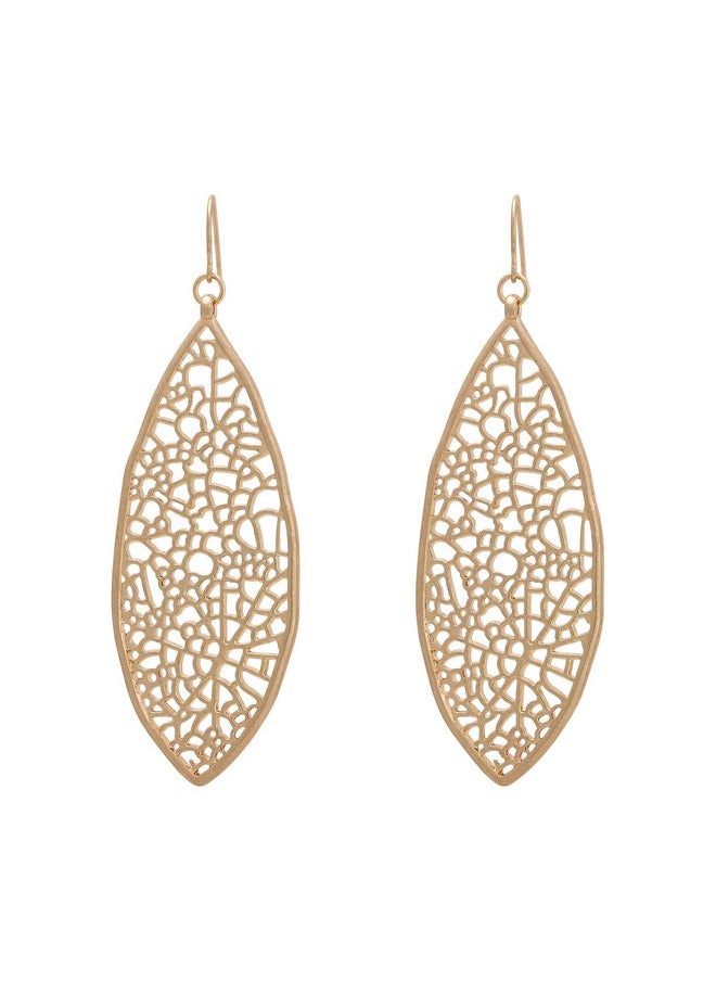 BONALUNA Filigree Oval Shaped Dangle Drop Statement Earrings For Women  - Image 1
