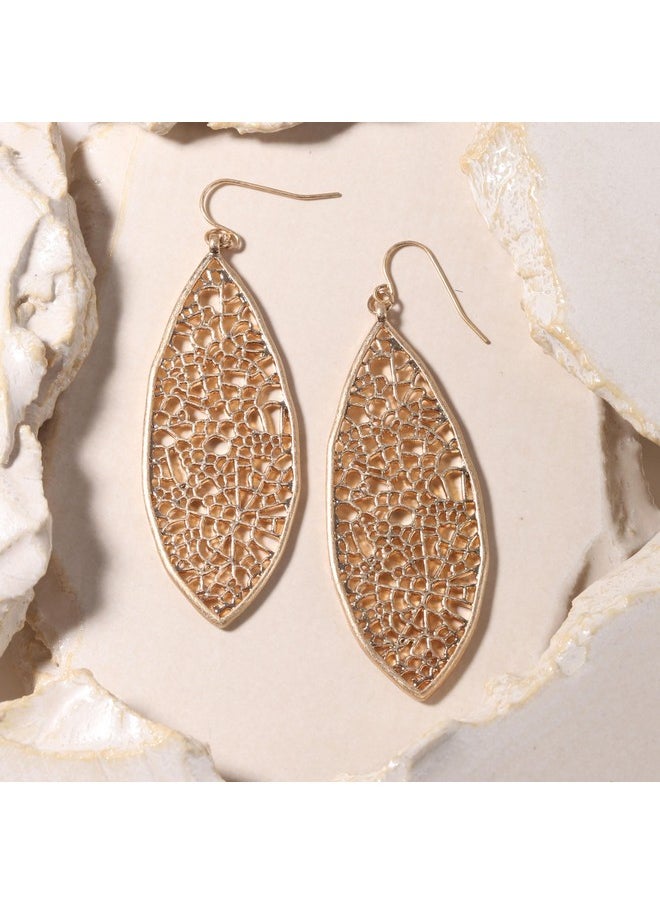 BONALUNA Filigree Oval Shaped Dangle Drop Statement Earrings For Women  - Image 5