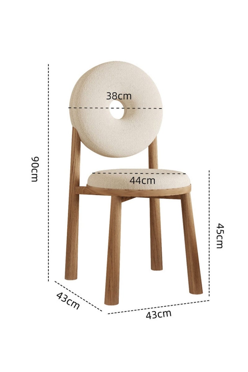 Sharpdo 2-Piece Set Donut Dining Chair Creative And Beautiful Seat Modern Nordic Simple Back Makeup Chair Home Bedroom Cream Style Lambskin Chair - Image 2
