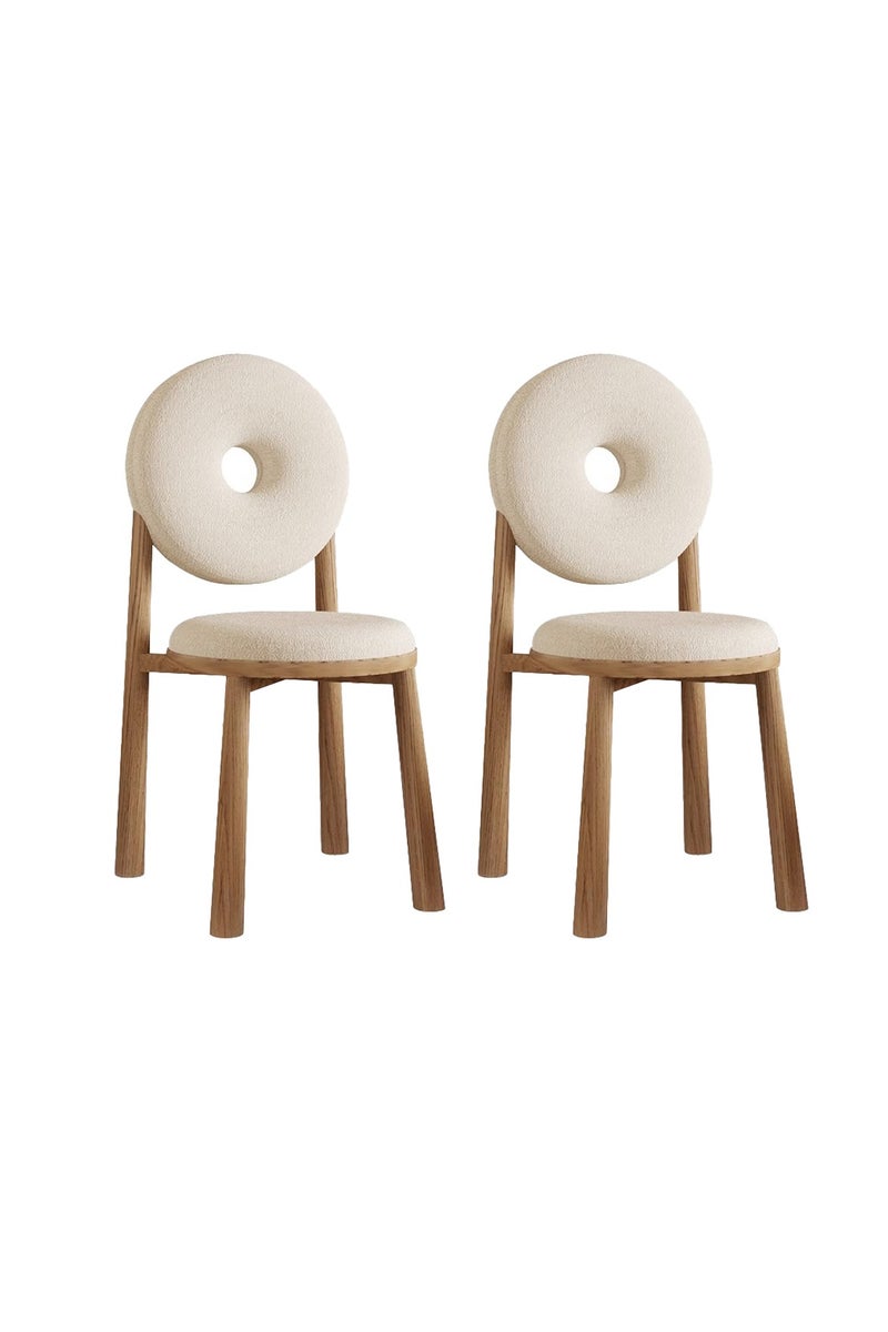 Sharpdo 2-Piece Set Donut Dining Chair Creative And Beautiful Seat Modern Nordic Simple Back Makeup Chair Home Bedroom Cream Style Lambskin Chair - Image 1