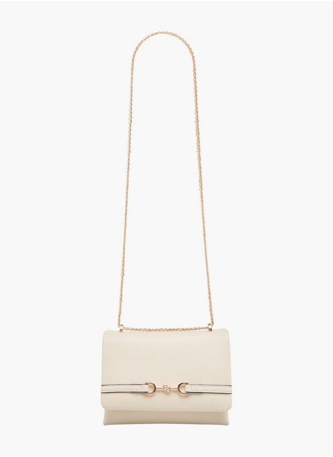 Celeste Metal Accent Crossbody Bag with Chain Strap and Flap Closure  - Image 2
