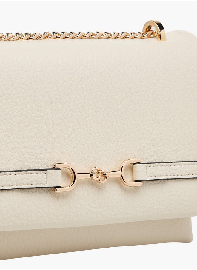 Celeste Metal Accent Crossbody Bag with Chain Strap and Flap Closure  - Image 4