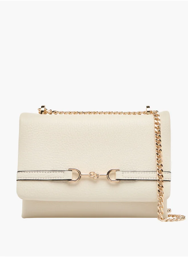 Celeste Metal Accent Crossbody Bag with Chain Strap and Flap Closure