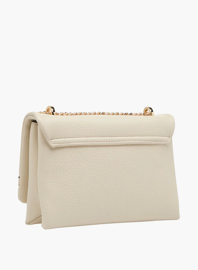 Celeste Metal Accent Crossbody Bag with Chain Strap and Flap Closure