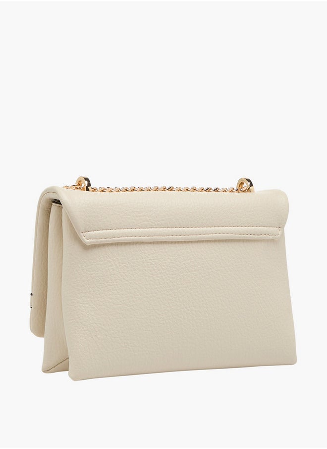 Celeste Metal Accent Crossbody Bag with Chain Strap and Flap Closure  - Image 3