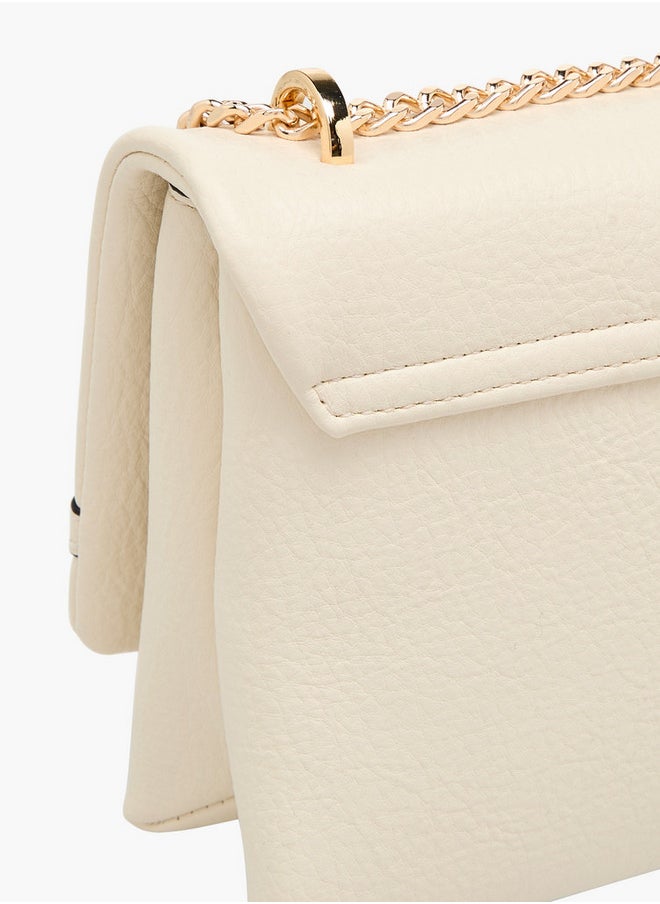 Celeste Metal Accent Crossbody Bag with Chain Strap and Flap Closure  - Image 5