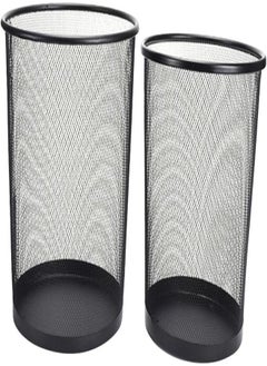 Round Wastebasket Black Plastic Wastebasket Small Black Storage Basket Office Toilet Wastebasket Black Mesh Wastebasket Home Bedroom Black