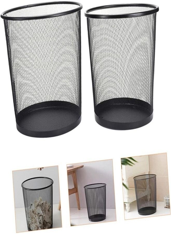 Generic - Round Wastebasket Black Plastic Wastebasket Small Black Storage Basket Office Toilet Wastebasket Black Mesh Wastebasket Home Bedroom Black - Image 1