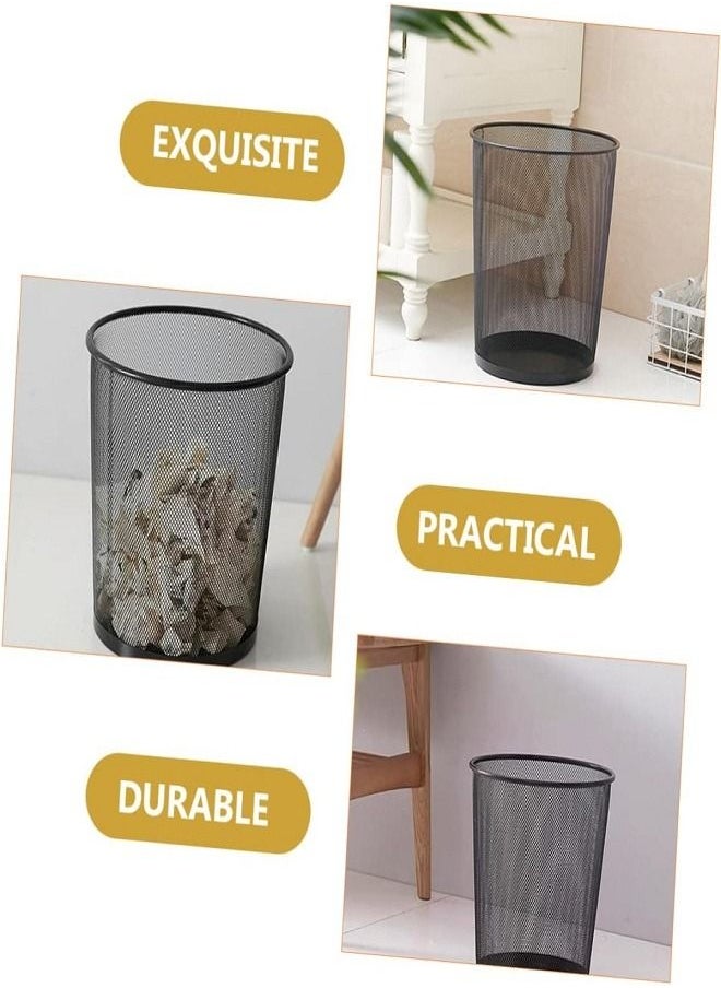 Generic - Round Wastebasket Black Plastic Wastebasket Small Black Storage Basket Office Toilet Wastebasket Black Mesh Wastebasket Home Bedroom Black - Image 1