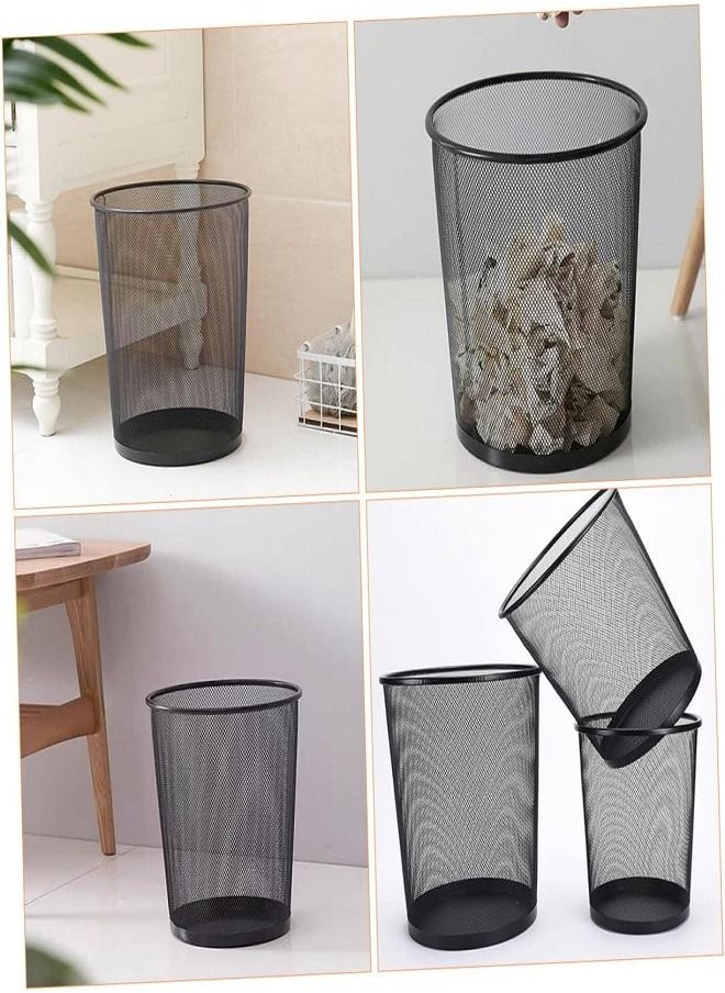 Generic - Round Wastebasket Black Plastic Wastebasket Small Black Storage Basket Office Toilet Wastebasket Black Mesh Wastebasket Home Bedroom Black - Image 1