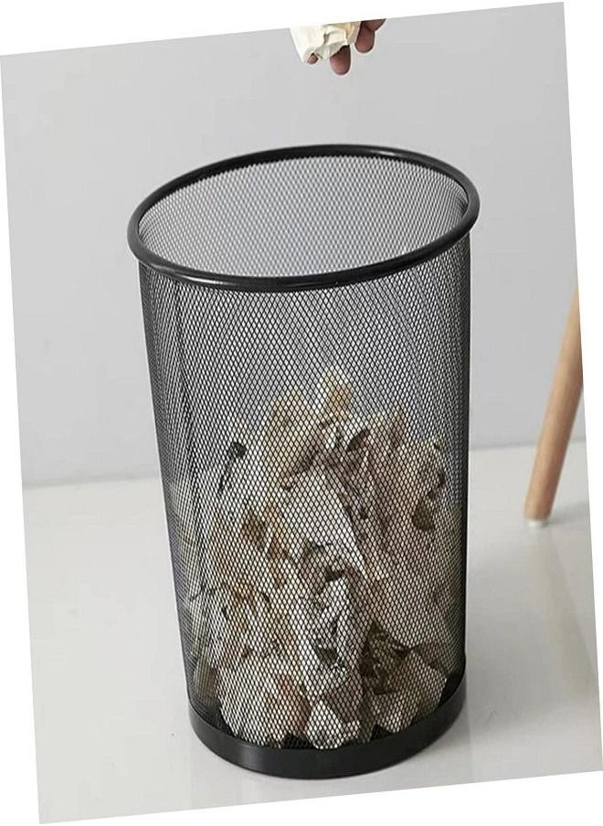 Generic - Round Wastebasket Black Plastic Wastebasket Small Black Storage Basket Office Toilet Wastebasket Black Mesh Wastebasket Home Bedroom Black - Image 1