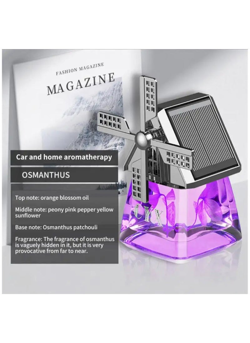 BLUE CORAL Car Air Freshener Light Styling Solar Windmill Model Center Console Decoration Auto Fragrance Air Fresheners Car Accessories (Purple)  - Image 2
