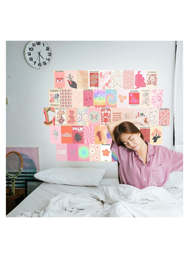 SYOSI - Minimalist Wall Art for Room Decor Aesthetic, 50Pcs Blush Wall Collage Kit Aesthetic Pictures, Danish Pastel Wall Decor, Preppy Wall Decor, Preppy Bedroom Decor for Teen Girls Trendy Stuff - Image 1