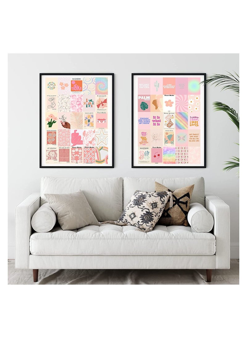 SYOSI - Minimalist Wall Art for Room Decor Aesthetic, 50Pcs Blush Wall Collage Kit Aesthetic Pictures, Danish Pastel Wall Decor, Preppy Wall Decor, Preppy Bedroom Decor for Teen Girls Trendy Stuff - Image 1